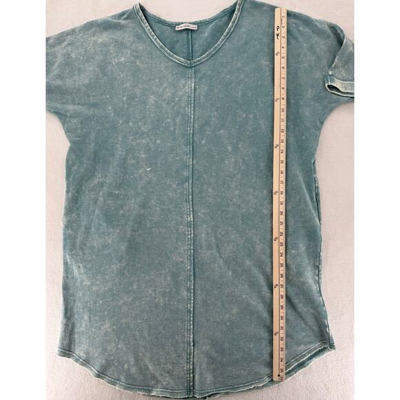 Zenana Acid Wash Green Blue Cotton Sweatshirt Dress T shirt S / M Oversized - Picture 6 of 8